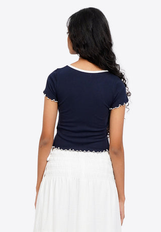 Ribbon Details Short Sleeve Top