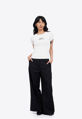 Short Sleeve Raglan Crop Rib Top