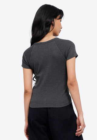 Short Sleeve Raglan Crop Rib Top