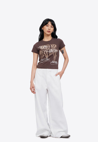Printed Short Sleeve Crop T-Shirt