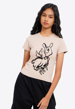 Printed Short Sleeve Crop T-Shirt