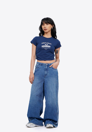 Side Ruched Graphic Crop T-Shirt