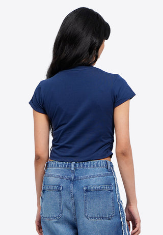 Side Ruched Graphic Crop T-Shirt