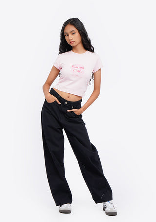 Printed Short Sleeve Crop T-Shirt