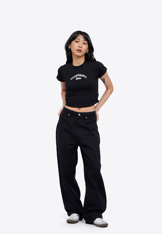Side Ruched Graphic Crop T-Shirt