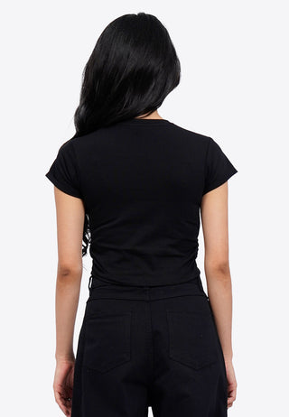 Side Ruched Graphic Crop T-Shirt