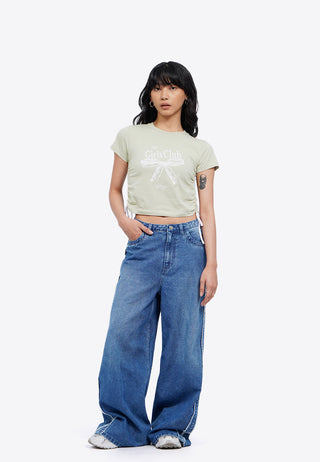 Graphic T-Shirt with Side Ruched