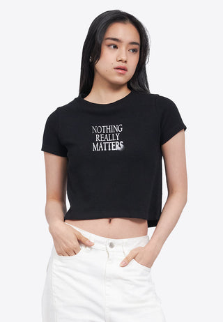 Waffle Knit Printed Crop Tee