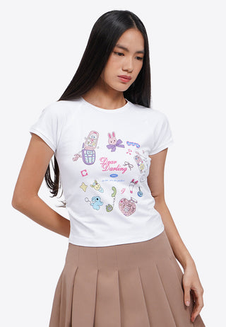 Side Gathered Graphic Crop Top