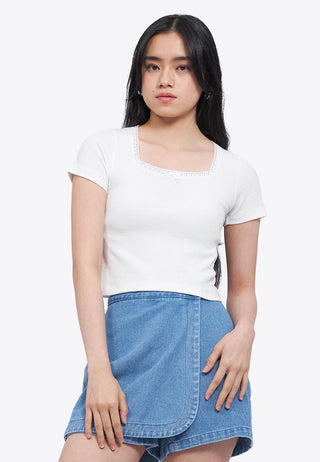 Laced Square Neck Crop Top