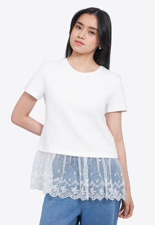 Short Sleeve Top with Lace Details