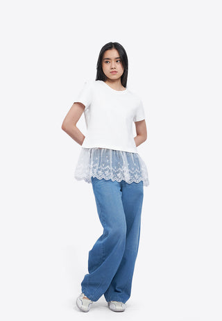 Short Sleeve Top with Lace Details