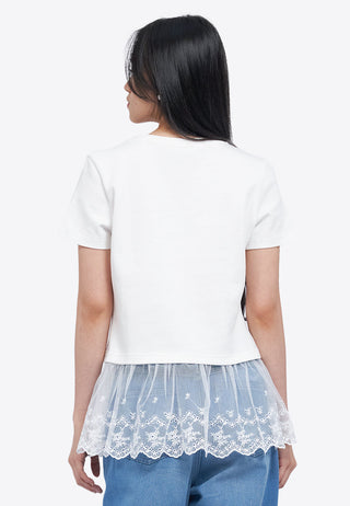 Short Sleeve Top with Lace Details