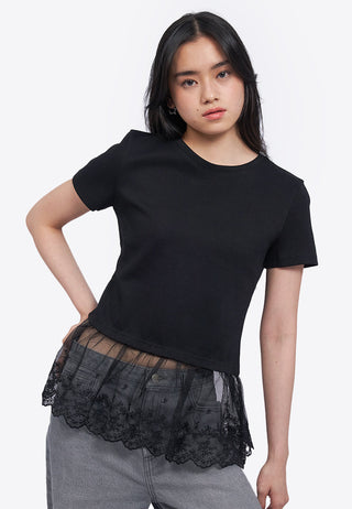 Short Sleeve Top with Lace Details