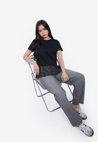 Short Sleeve Top with Lace Details