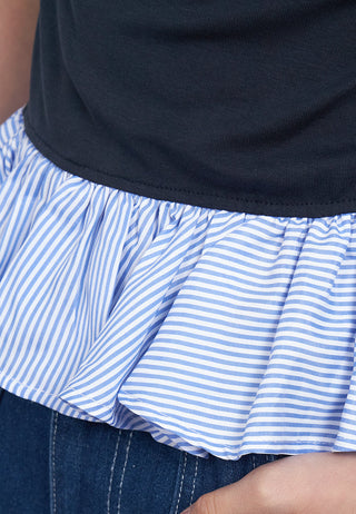 Short Sleeve Top with Contrast Frill