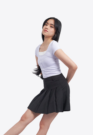 Square Neck Top with Lace Details
