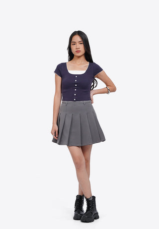 Square Neck Top with Lace Details