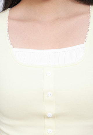 Square Neck Top with Lace Details