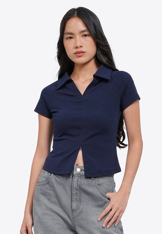 Zipped Short Sleeve Polo Top