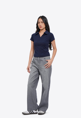 Zipped Short Sleeve Polo Top