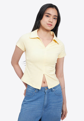 Zipped Short Sleeve Polo Top