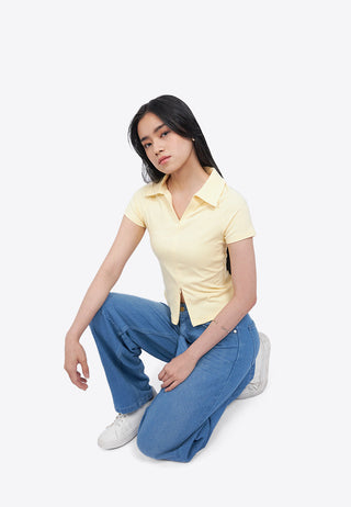 Zipped Short Sleeve Polo Top