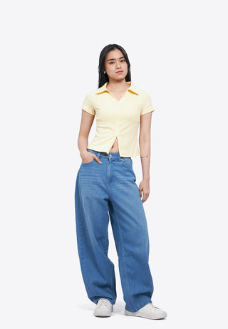 Zipped Short Sleeve Polo Top
