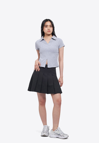 Zipped Short Sleeve Polo Top