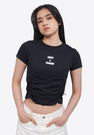 Front Ruched Graphic T-Shirt
