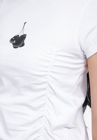 Front Ruched Graphic T-Shirt