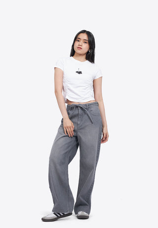 Front Ruched Graphic T-Shirt