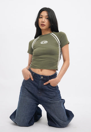 Raglan Sleeve Graphic Crop T-Shirt