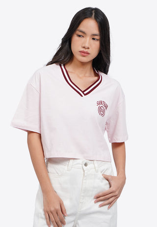 Stripes V-Neck Crop Top