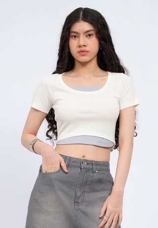 Crew Neck Double Layer T-Shirt