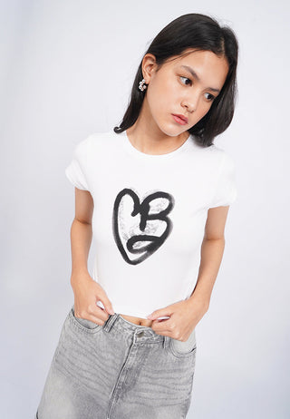 Cap Sleeve Fitted Graphic T-Shirt