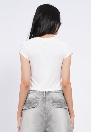 Cap Sleeve Fitted Graphic T-Shirt