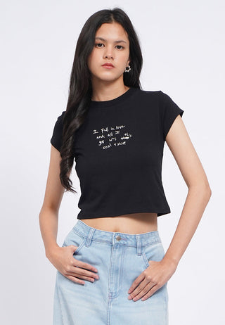 Cap Sleeve Fitted Graphic T-Shirt