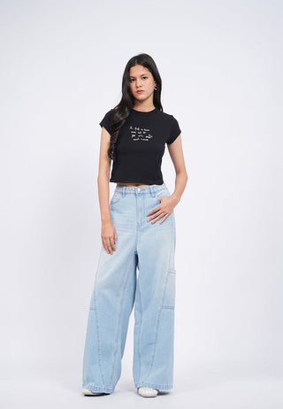 Cap Sleeve Fitted Graphic T-Shirt