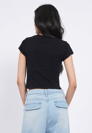 Cap Sleeve Fitted Graphic T-Shirt