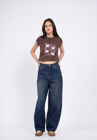 Cap Sleeve Fitted Graphic T-Shirt