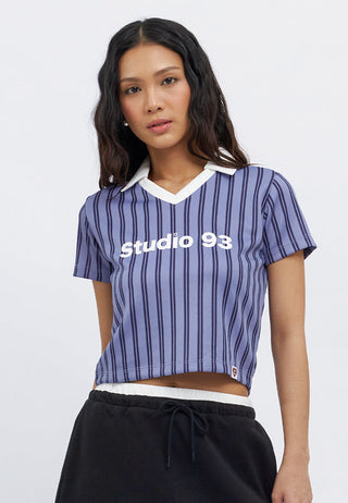 Collared V-Neck Crop Jersey