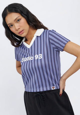 Collared V-Neck Crop Jersey