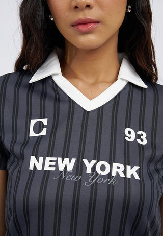 Collared V-Neck Crop Jersey