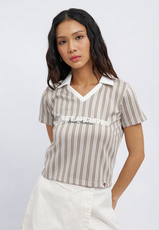 Collared V-Neck Crop Jersey