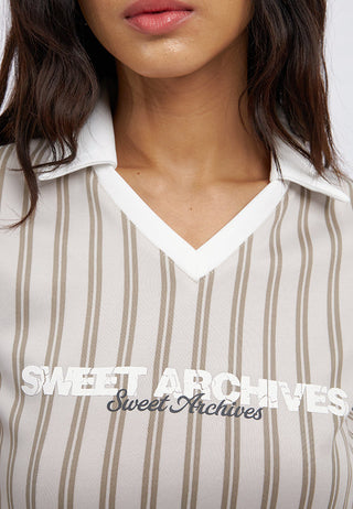 Collared V-Neck Crop Jersey