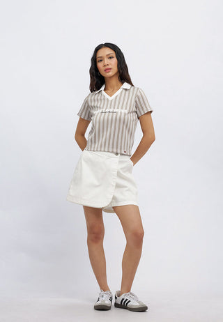 Collared V-Neck Crop Jersey
