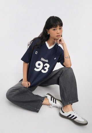 Oversized V-Neck Graphic T-Shirt