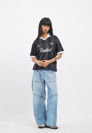 V-Neck Short Sleeve Printed Jersey