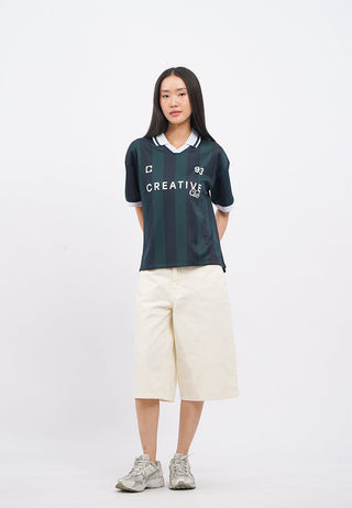 V-Neck Short Sleeve Printed Jersey